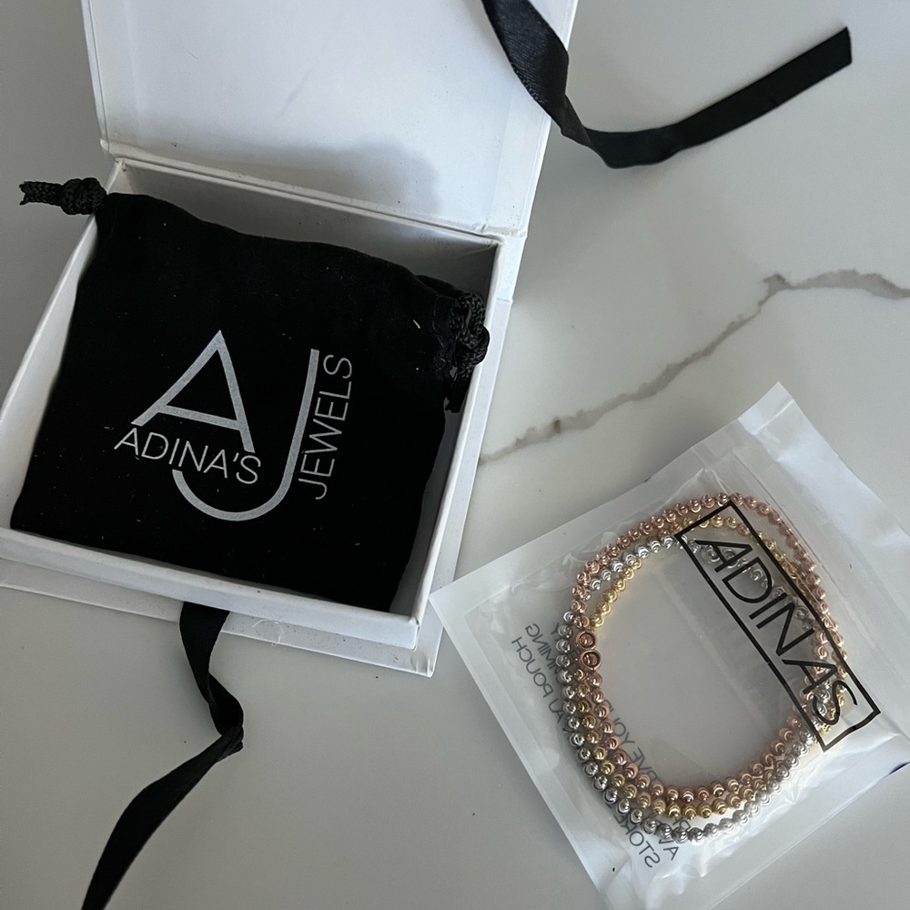 NIB Adinas Jewels Diamond Cut Bracelet Set